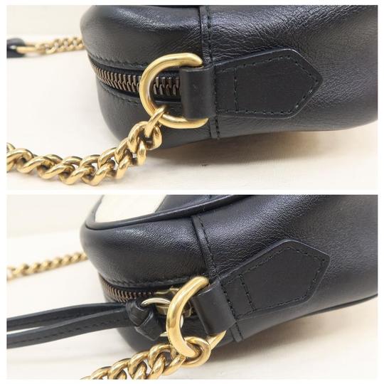 Gucci Marmont Gg Mini Matelass� White Chevron Black Leather Shoulder Bag