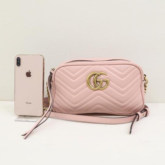 Gucci Marmont Gg Small Matelasse Calfskin Pink Leather Shoulder Bag