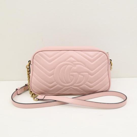 Gucci Marmont Gg Small Matelasse Calfskin Pink Leather Shoulder Bag