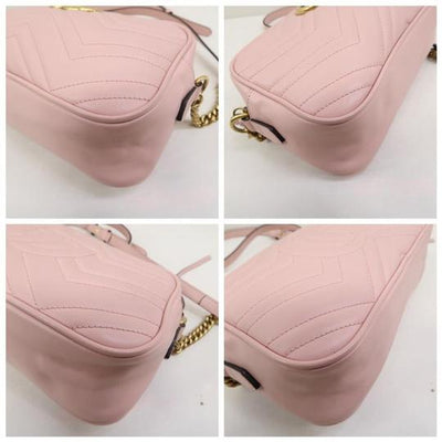 Gucci Marmont Gg Small Matelasse Calfskin Pink Leather Shoulder Bag