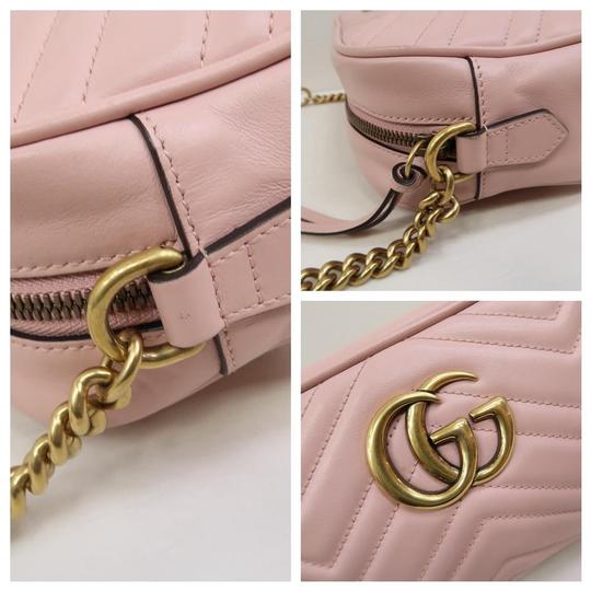 Gucci Marmont Gg Small Matelasse Calfskin Pink Leather Shoulder Bag