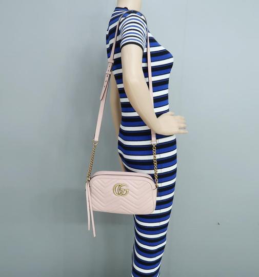 Gucci Marmont Gg Small Matelassé Pink Calfskin Shoulder Bag