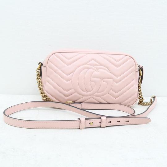 Gucci Marmont Gg Small Matelassé Pink Calfskin Shoulder Bag