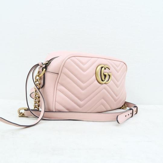 Gucci Marmont Gg Small Matelassé Pink Calfskin Shoulder Bag
