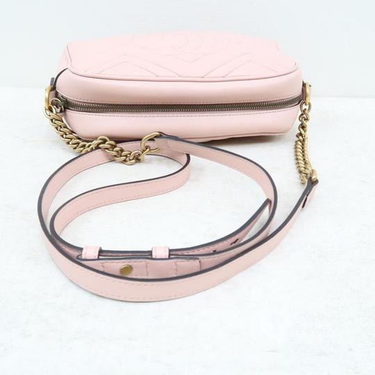 Gucci Marmont Gg Small Matelassé Pink Calfskin Shoulder Bag