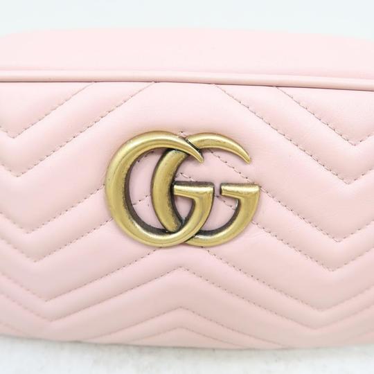 Gucci Marmont Gg Small Matelassé Pink Calfskin Shoulder Bag
