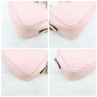 Gucci Marmont Gg Small Matelassé Pink Calfskin Shoulder Bag