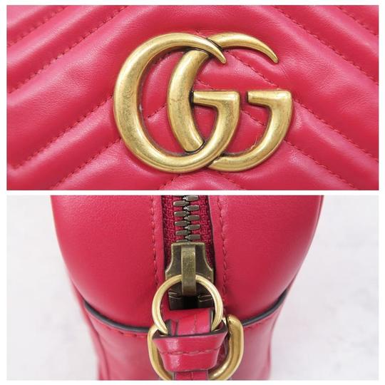 Gucci Marmont Gg Small Matelasse Red Calfskin Shoulder Bag