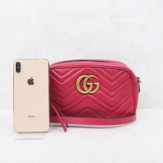 Gucci Marmont Gg Small Matelasse Red Calfskin Shoulder Bag