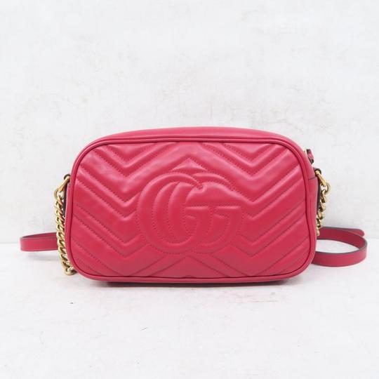 Gucci Marmont Gg Small Matelasse Red Calfskin Shoulder Bag