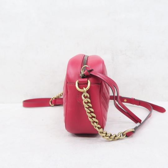 Gucci Marmont Gg Small Matelasse Red Calfskin Shoulder Bag