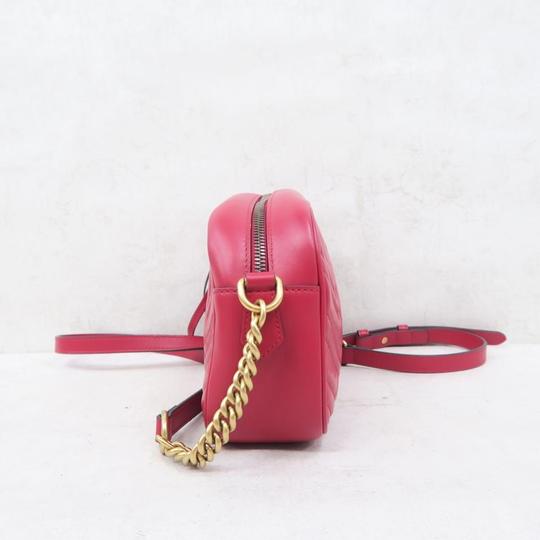 Gucci Marmont Gg Small Matelasse Red Calfskin Shoulder Bag