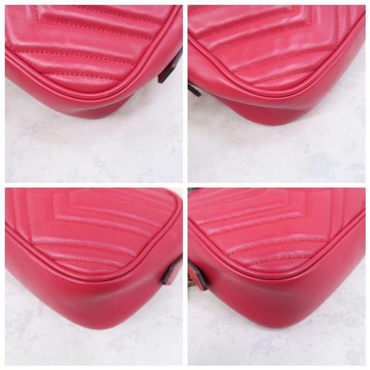 Gucci Marmont Gg Small Matelasse Red Calfskin Shoulder Bag