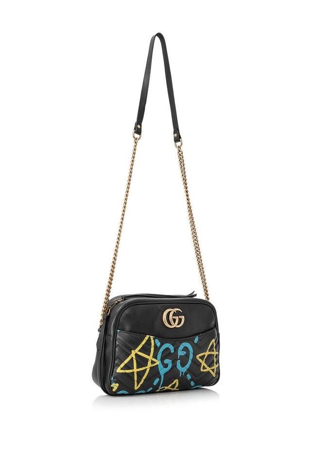 Gucci Marmont Ghost Chain Shoulder Black Lambskin Cross Body Bag