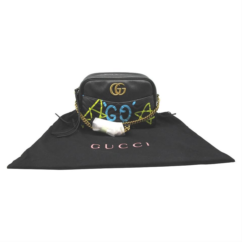 Gucci Marmont Ghost Chain Shoulder Black Lambskin Cross Body Bag