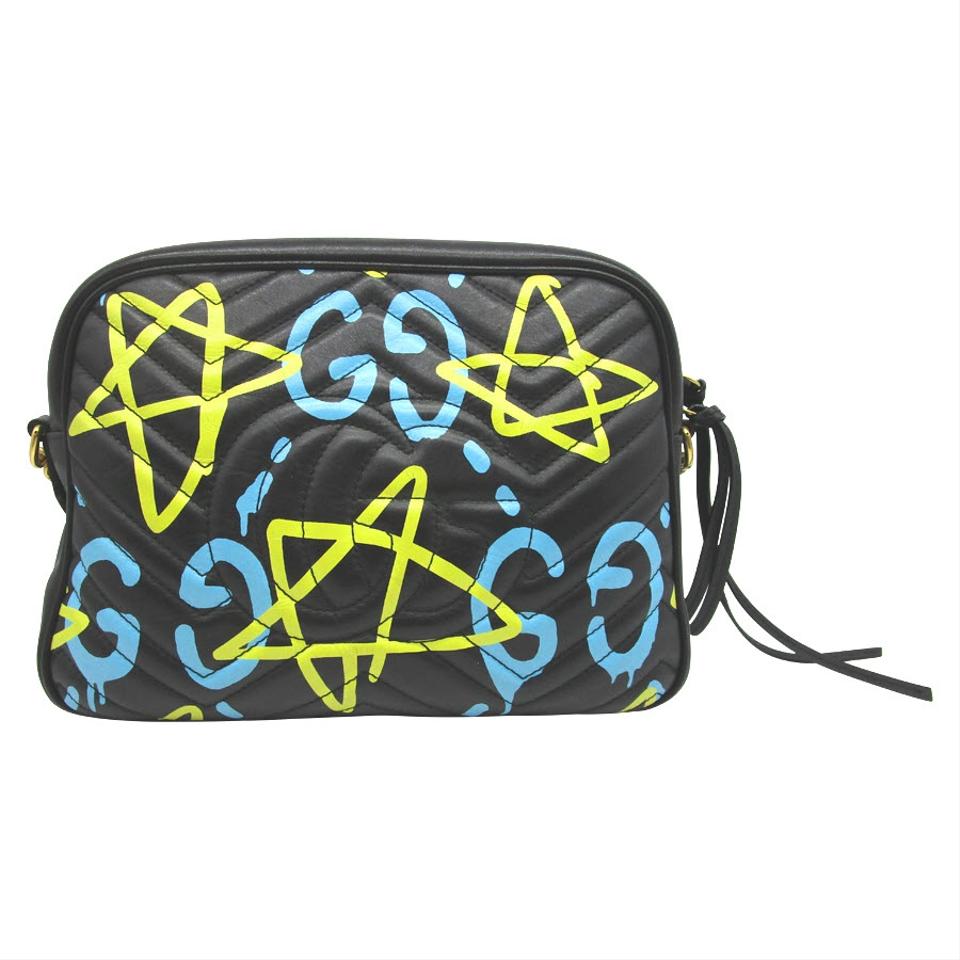 Gucci Marmont Ghost Chain Shoulder Black Lambskin Cross Body Bag