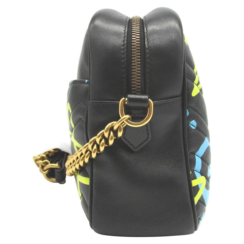 Gucci Marmont Ghost Chain Shoulder Black Lambskin Cross Body Bag