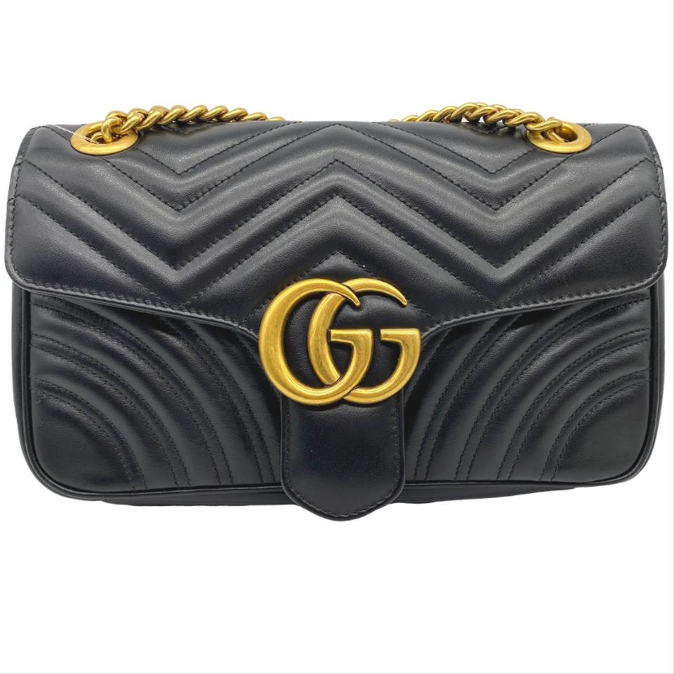 Gucci Marmont Small Gg Black Shoulder Bag Leather