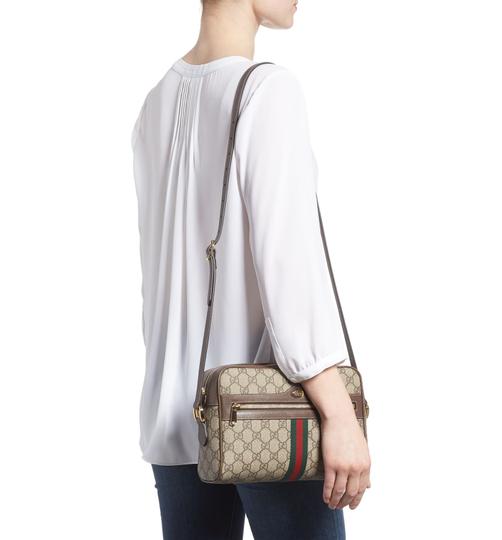 Neutral Ophidia medium GG-canvas and leather tote bag