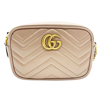Gucci Mini Camera Marmont Gg Small Quilted Beige Leather Shoulder Bag