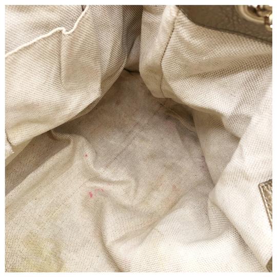 Gucci Bag Soho Metallic Pebbled Calfskin Chain Golden Beige Gold Leather Tote