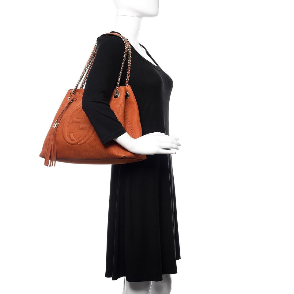 Gucci Shoulder Bag Soho Nubuck Chain Old Whiskey Orange Leather Tote