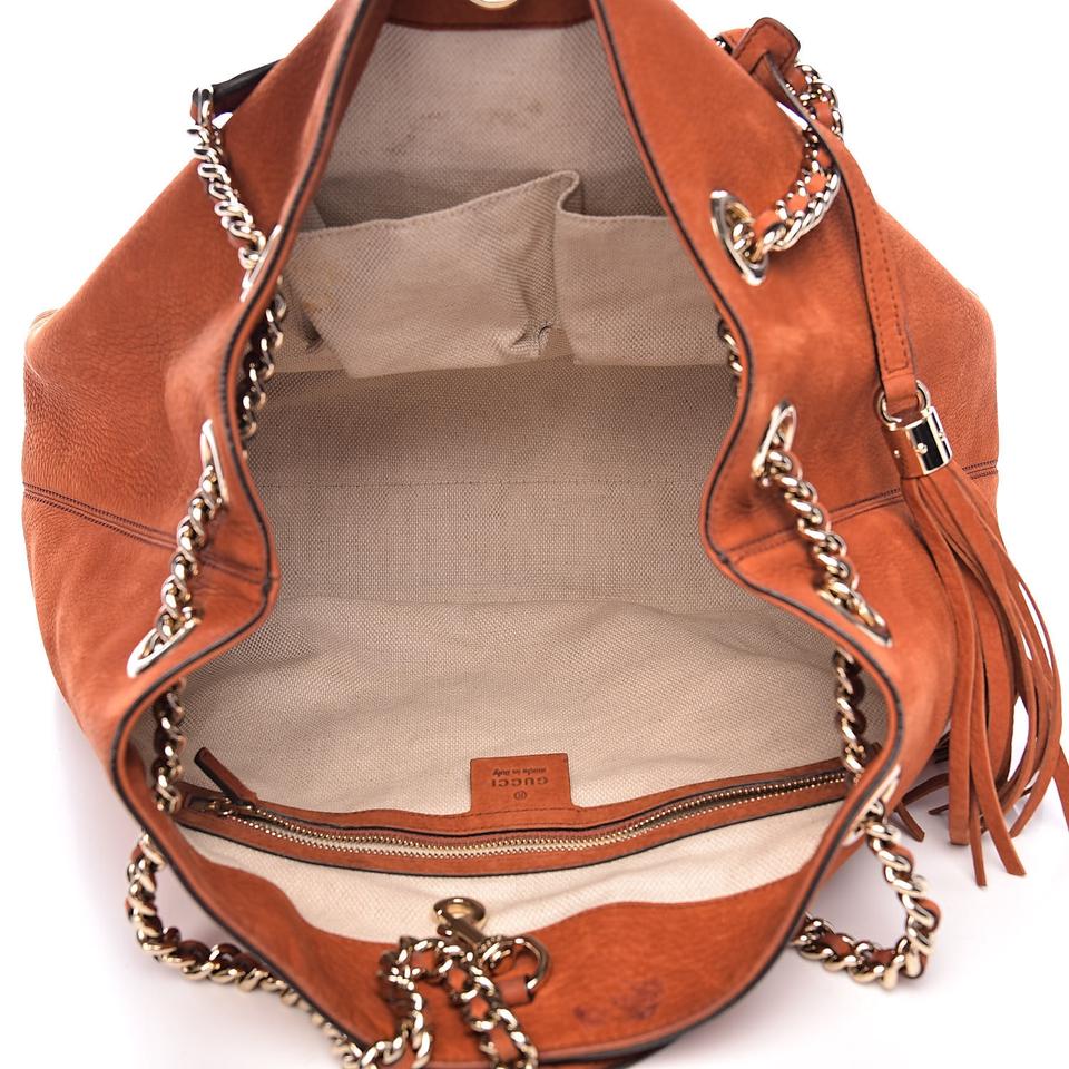 Gucci Shoulder Bag Soho Nubuck Chain Old Whiskey Orange Leather Tote