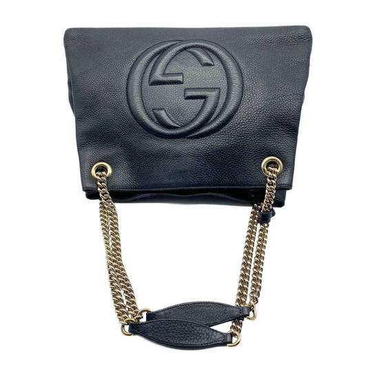 Gucci Shoulder Bag Soho Pebbled Calfskin Medium Chain Black Tote