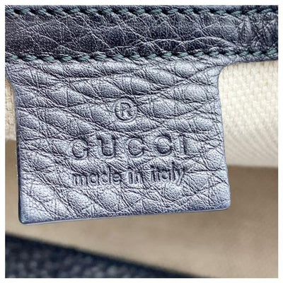 Gucci Shoulder Bag Soho Pebbled Calfskin Medium Chain Black Tote