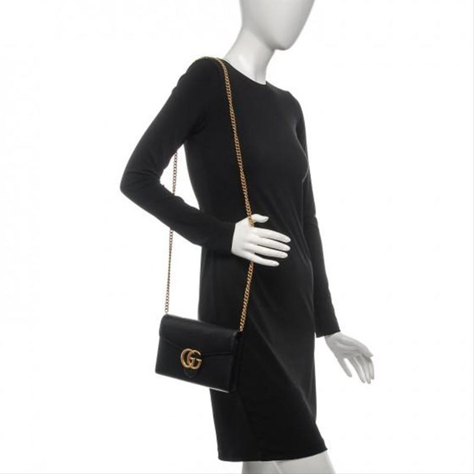 Gucci Marmont Medium Black Chain Wallet Crossbody