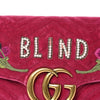 Gucci Marmont Embroidered Blind For Love Pink Velvet Cross Body Bag