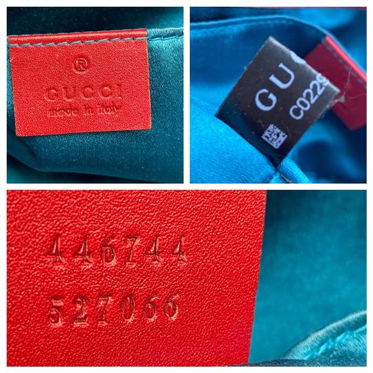 Gucci Shoulder Marmont Gg Mini Quilted Red Chevron Velvet Cross Body Bag