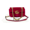 Gucci Shoulder Marmont Gg Mini Quilted Red Chevron Velvet Cross Body Bag