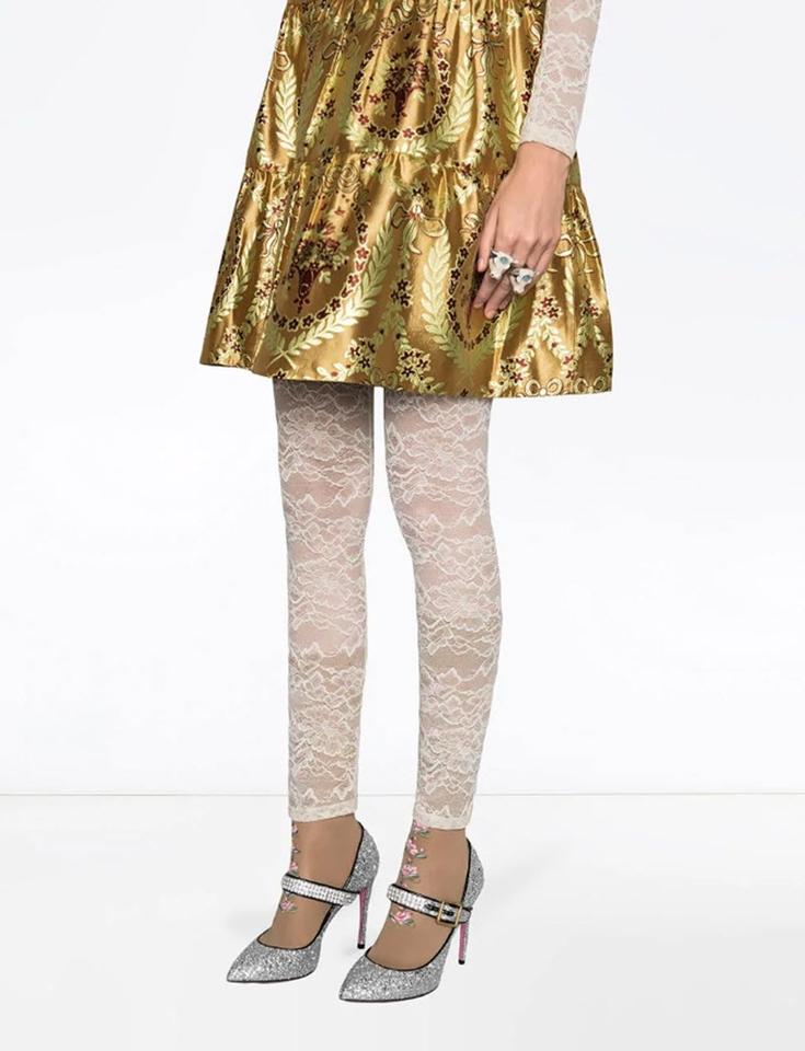 Gucci Silver Sylvie Crystal-embellished Glittered Leather In Pumps Size 39