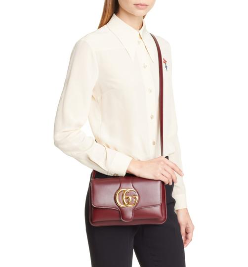 Gucci Small Convertible Arli Gg Bordeaux Burgundy Red Leather Shoulder Bag