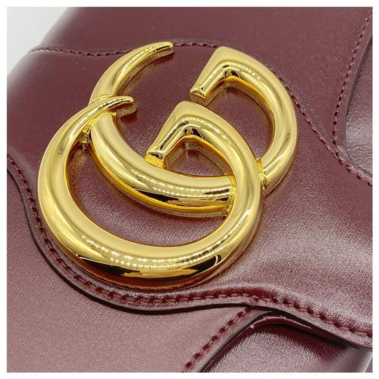 Gucci Small Convertible Arli Gg Bordeaux Burgundy Red Leather Shoulder Bag