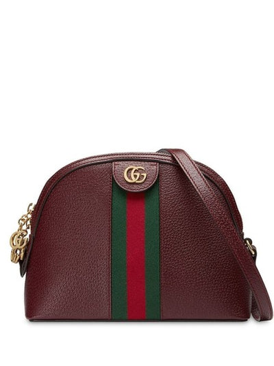 Gucci Ophidia Calfskin Gg Web Small Burgundy Red Leather Shoulder Bag