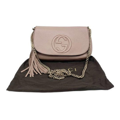 Gucci Soho Chain Medium Beige Leather Cross Body Bag