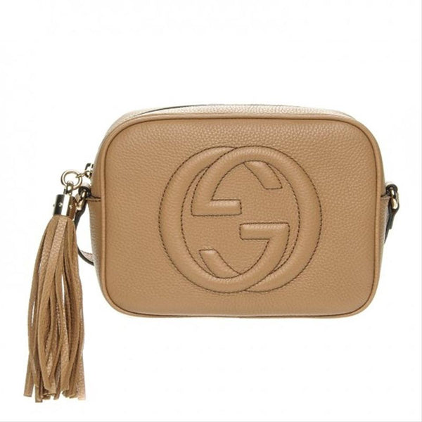 Gucci Soho Camelia Rose Beige Light Tan Leather shoulder bag New