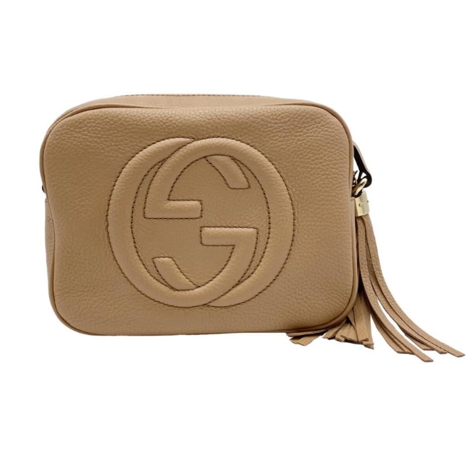Gucci Soho Camelia Rose Beige Light Tan Leather shoulder bag New