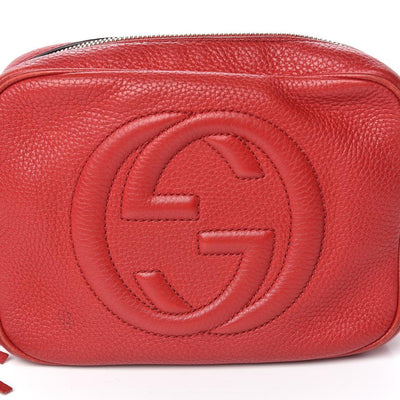 Gucci Soho Disco Pebbled Calfskin Small Tabasco Red Leather Cross Body Bag