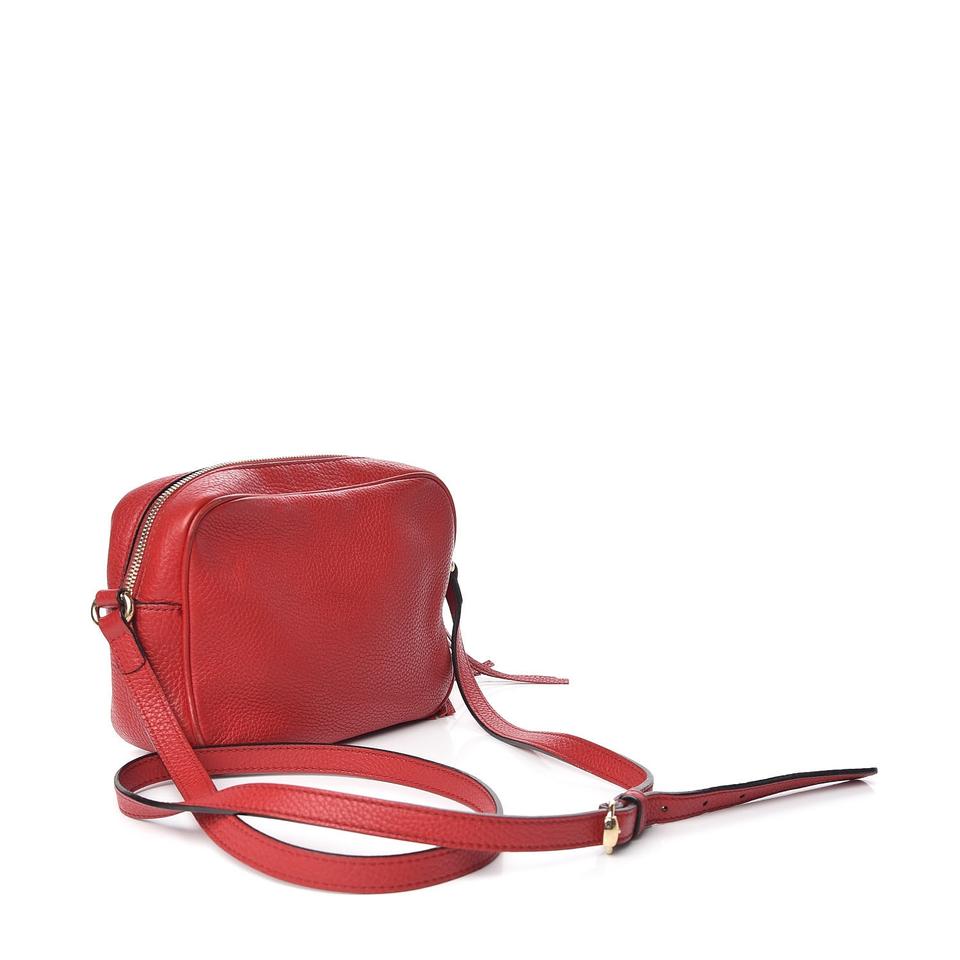 Gucci Soho Disco Pebbled Calfskin Small Tabasco Red Leather Cross