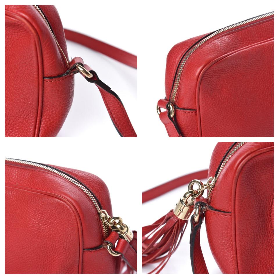Gucci Soho Disco Pebbled Calfskin Small Tabasco Red Leather Cross Body Bag