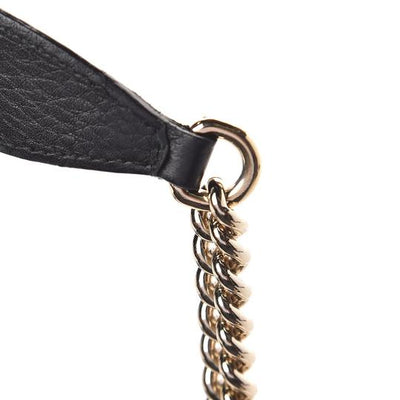 Gucci Soho Pebbled Calfskin Chain Black Leather Tote
