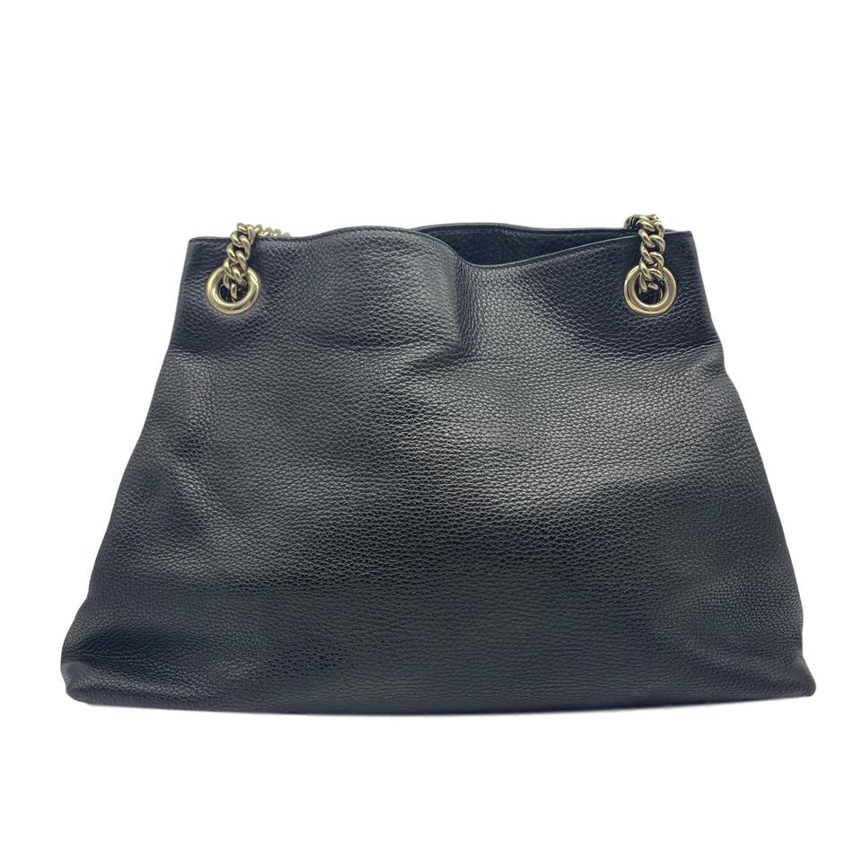 Gucci Soho Pebbled Calfskin Medium Chain Black Leather Shoulder Bag