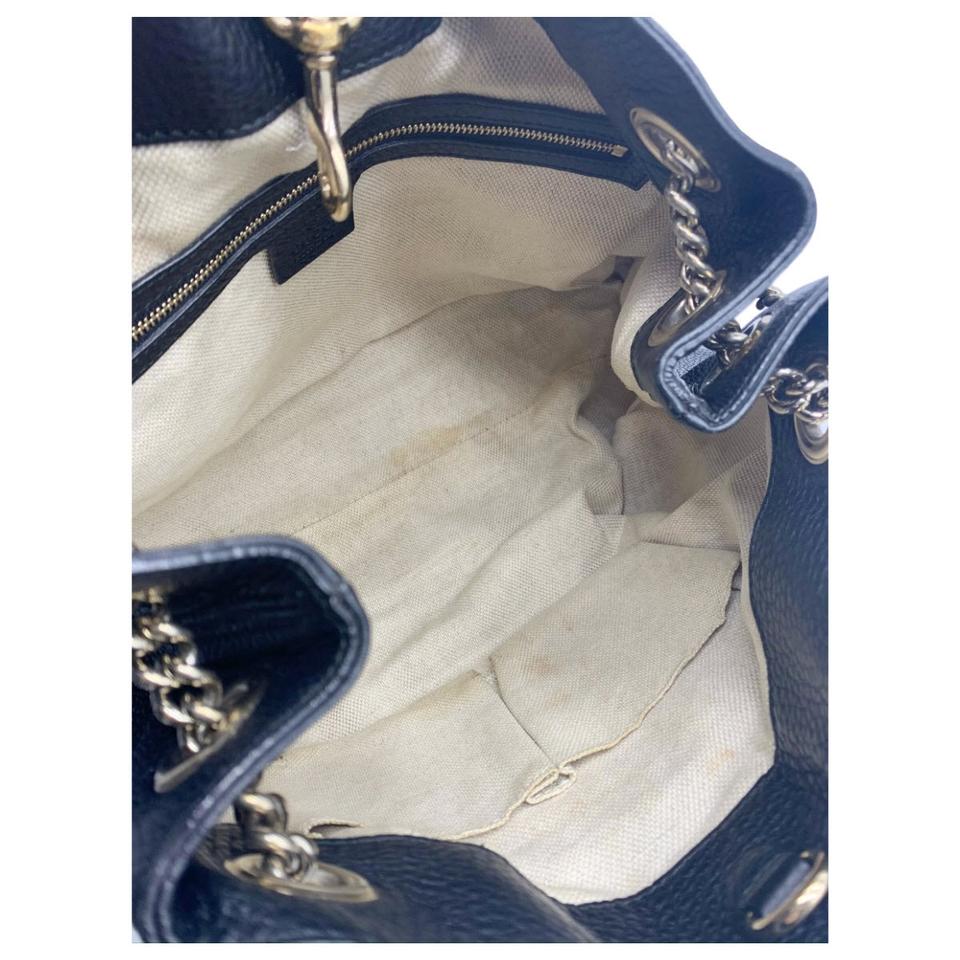 Gucci Soho Pebbled Calfskin Medium Chain Black Leather Shoulder Bag
