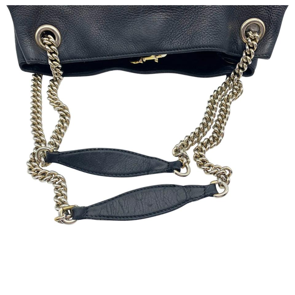 Gucci Soho Pebbled Calfskin Medium Chain Black Leather Shoulder Bag