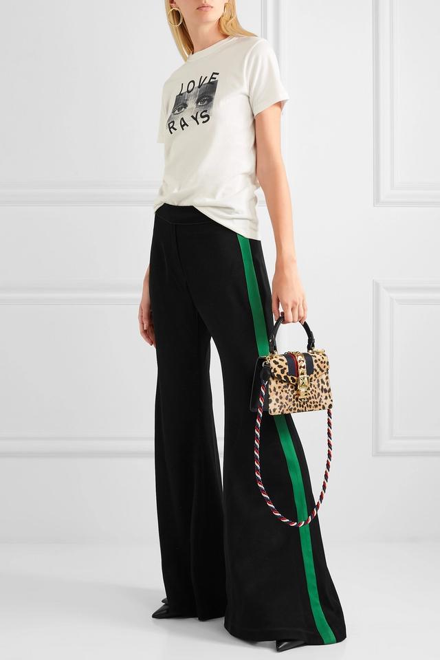 Gucci Sylvie Mini Leather-trimmed Calf Hair Leopard Black Cross Body Bag