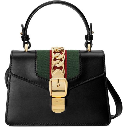 Gucci Top Handle Mini Sylvie Black Leather Shoulder Bag