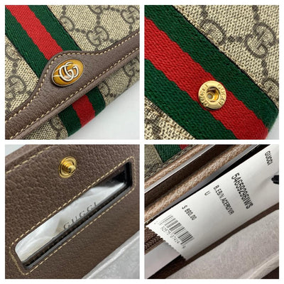 Gucci Wallet on Chain Ophidia Flap Brown Gg Supreme Canvas Shoulder Bag